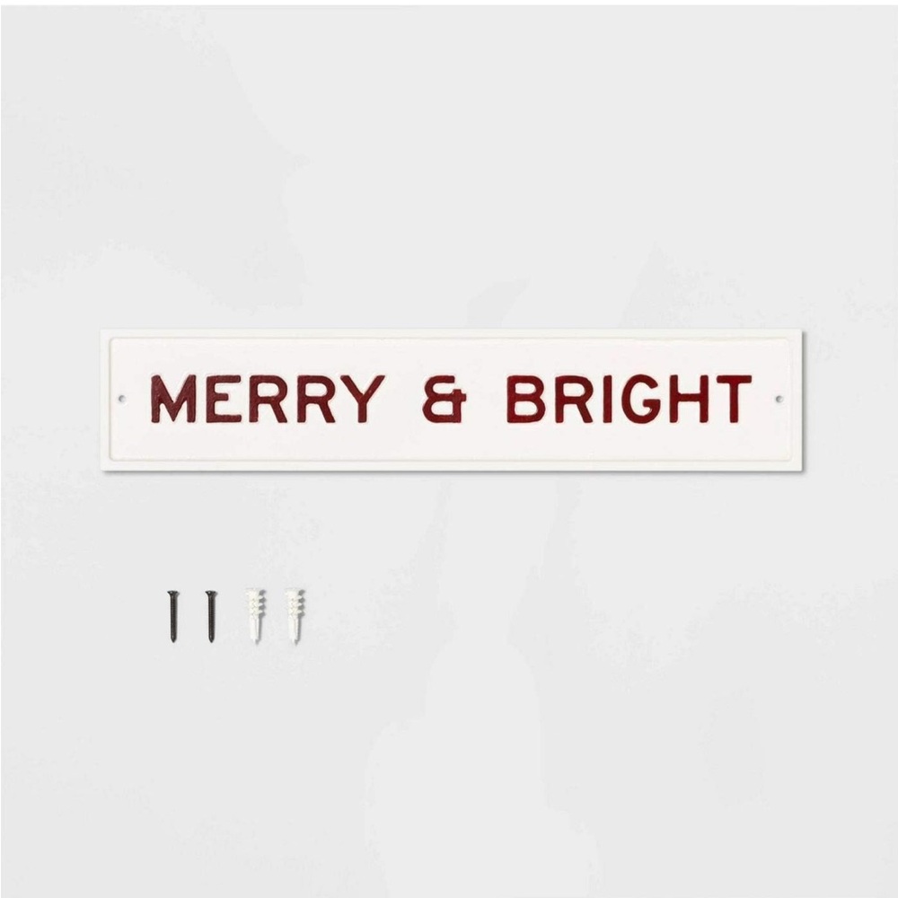 Hearth & Hand Merry & Bright Sign - Red and White